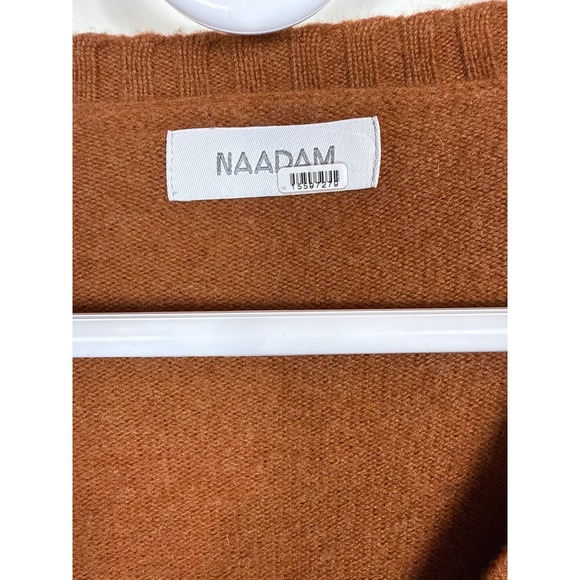 NAADAM Wool Cashmere Sweater Faux Fur Cuff Copper‎ Brown Women Size Large - Picture 2 of 8